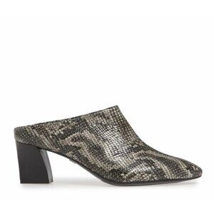 $420 AGL POINTY TOE MULES GRISU SNAKE PRINT BLACK LEATHER SLIP ON 36 (MG24)